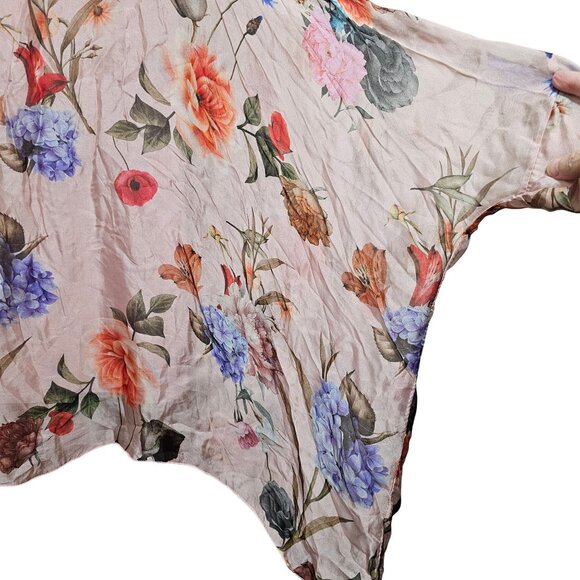 Floral Elena Baldi Poncho Top With Inner Lining Made In Italy Lightweight & Eleg - Picture 4 of 11